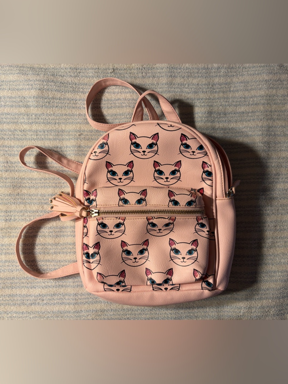 Pink Cat-Print Mini Backpack - Women